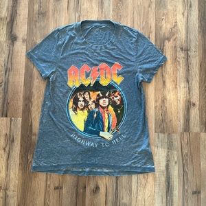 Vinyl Icons AC/DC Heathered Gray Short Sleeve Top